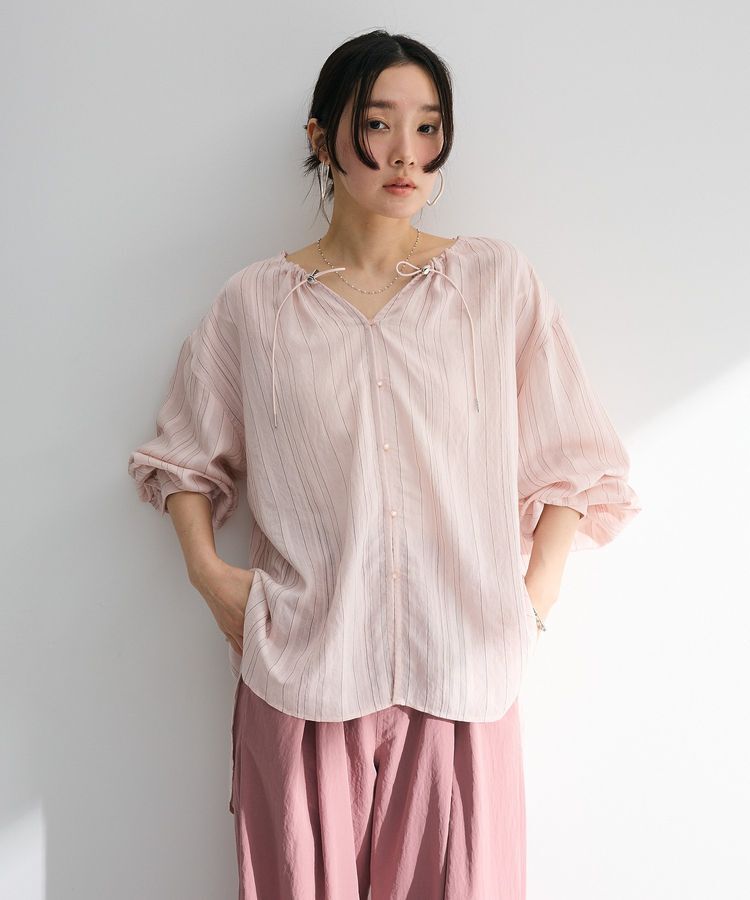 Green Parks「ドロストネックシアーストライプチュニック」|シャツ・ブラウス|