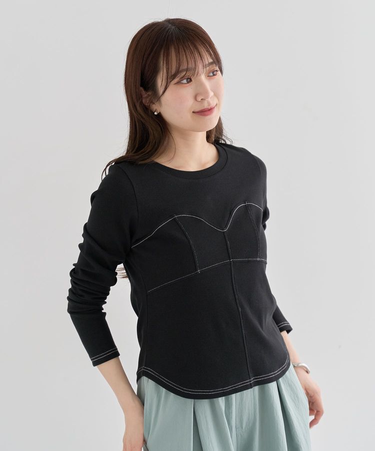 Green Parks「・SUGAR SPOON ビスチェラインリブロンTEE」|Tシャツ・カットソー|Black