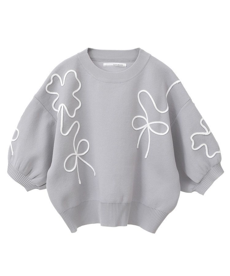 Green Parks「・ELENCARE DUE ライン刺繍5分袖ニット」|ニット・セーター|