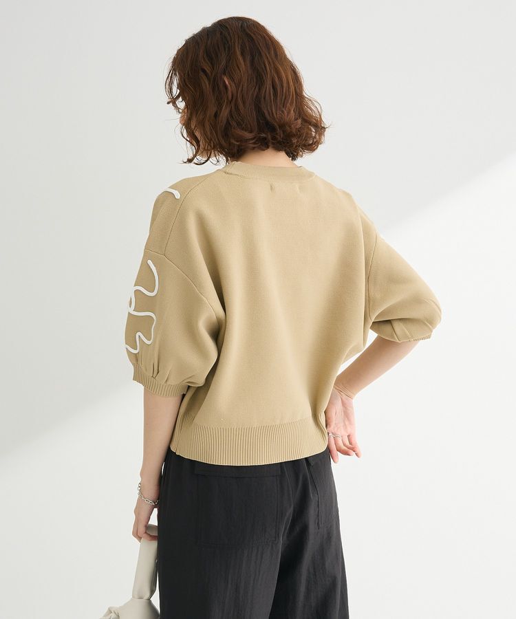 Green Parks「・ELENCARE DUE ライン刺繍5分袖ニット」|ニット・セーター|