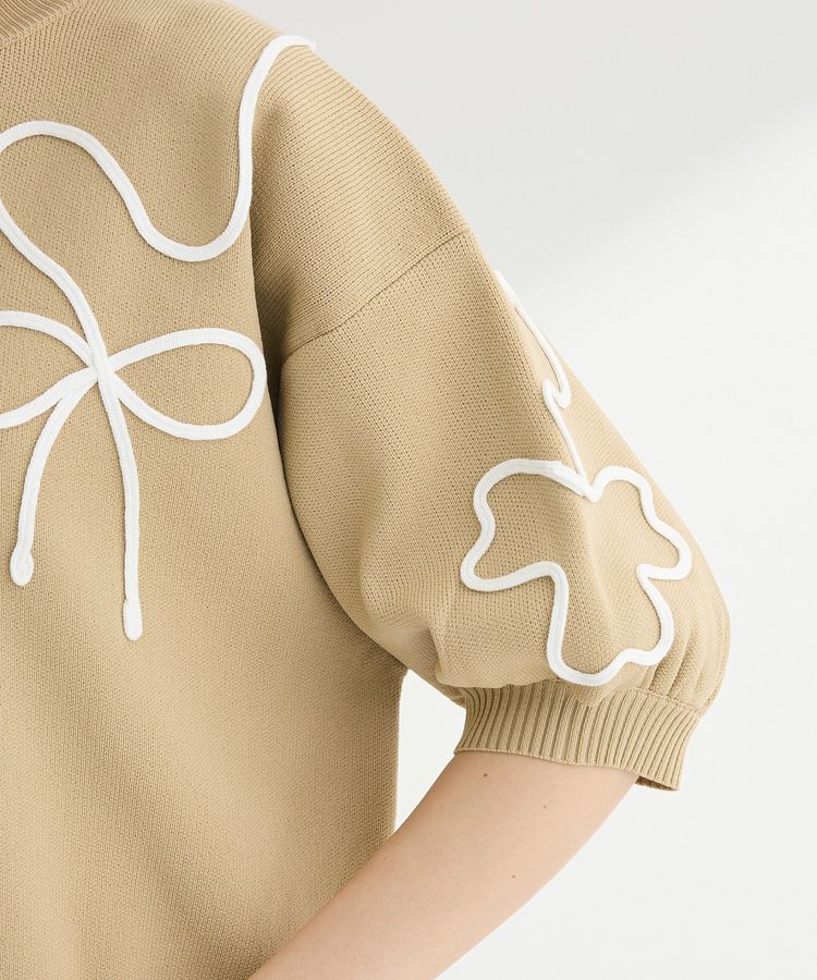 Green Parks「・ELENCARE DUE ライン刺繍5分袖ニット」|ニット・セーター|