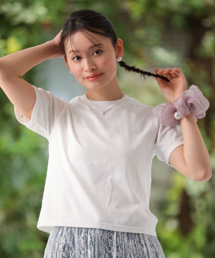 Green Parks「・DOUBLE FLAGS ハート総柄刺繍TEE」|Tシャツ・カットソー|