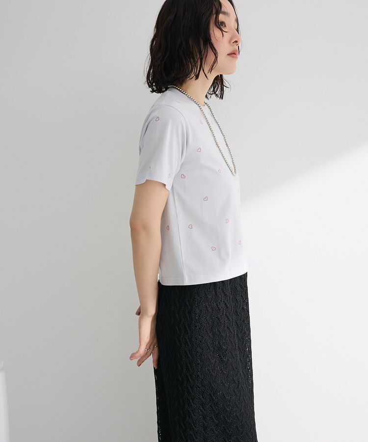 Green Parks「・DOUBLE FLAGS ハート総柄刺繍TEE」|Tシャツ・カットソー|