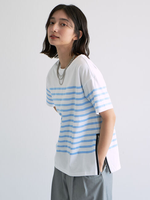 GARAGE OF GOOD CLOTHING「ボーダープリントTシャツ」|Tシャツ・カットソー|ボーダーブルー