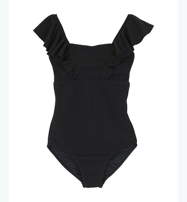 SEA DRESS「ショルダーフリルスクエアネックワンピース/水着」|ビキニ|ブラック