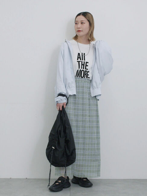 Samansa Mos2 blue「ラメプリーツアソート柄スカート」|スカート|