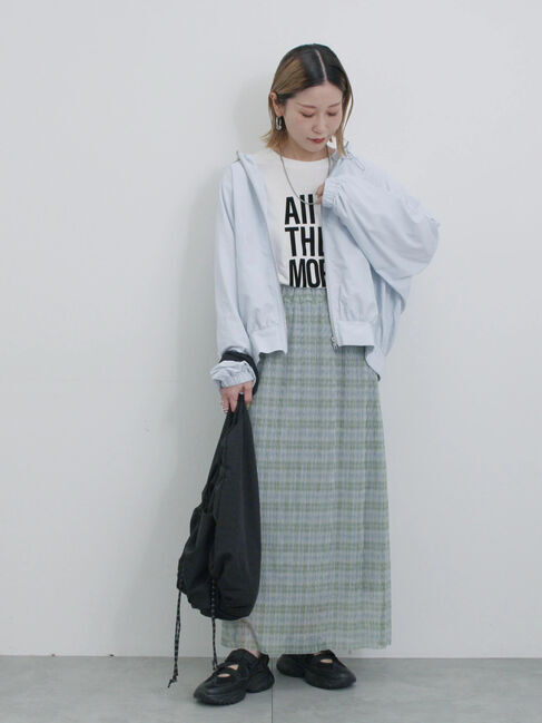 Samansa Mos2 blue「ラメプリーツアソート柄スカート」|スカート|