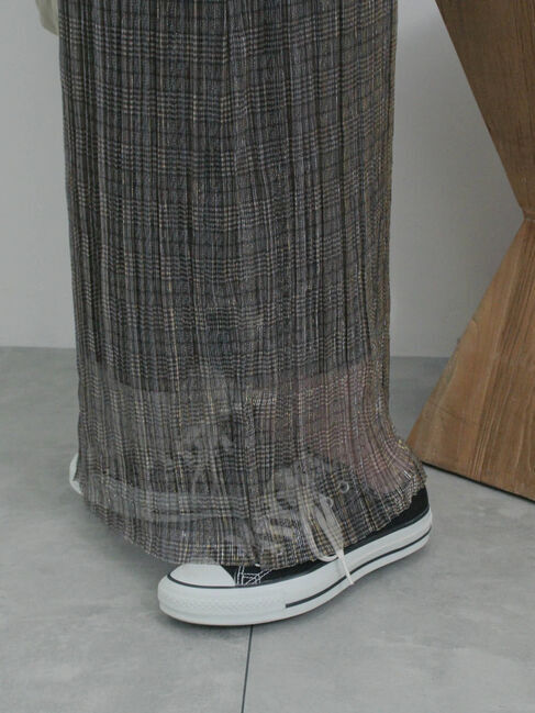 Samansa Mos2 blue「ラメプリーツアソート柄スカート」|スカート|