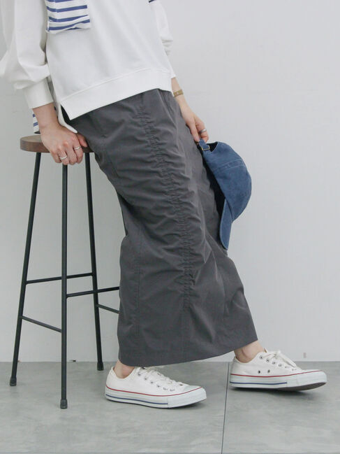 Samansa Mos2 blue「シャーリングスカート」|スカート|チャコールグレー