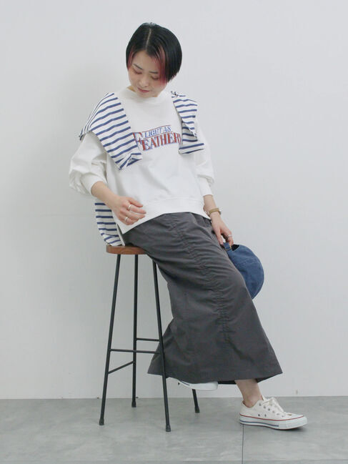 Samansa Mos2 blue「シャーリングスカート」|スカート|