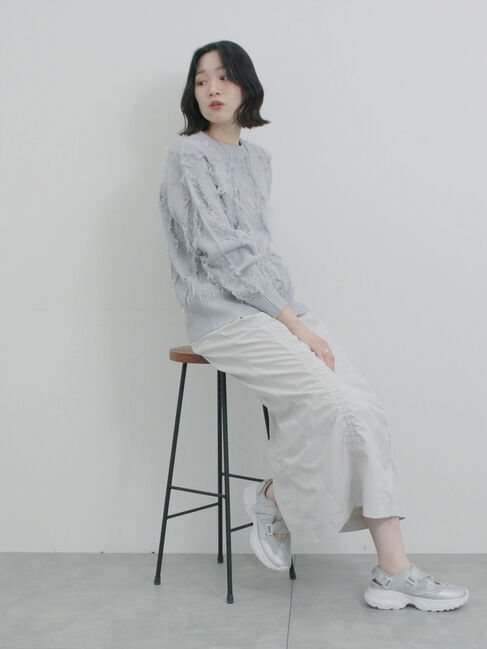 Samansa Mos2 blue「シャーリングスカート」|スカート|