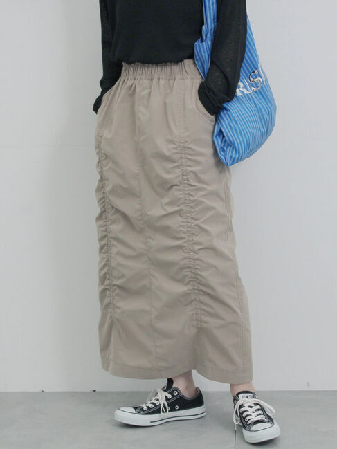 Samansa Mos2 blue「シャーリングスカート」|スカート|