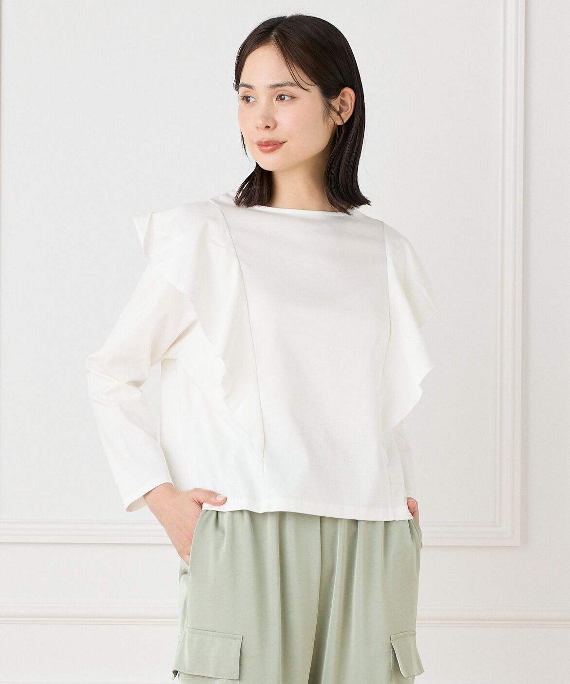 7-IDconcept.「フレアー切替プルオーバー」|Tシャツ・カットソー|オフホワイト1