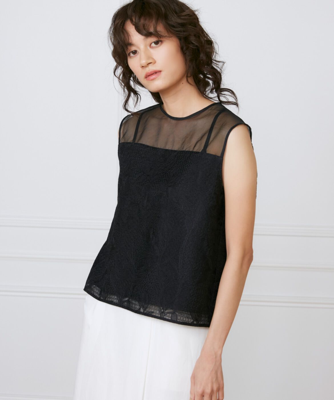 INED「オーガンジーブラウス《la veille by SUPERIOR CLOSET》」|シャツ・ブラウス|ブラック