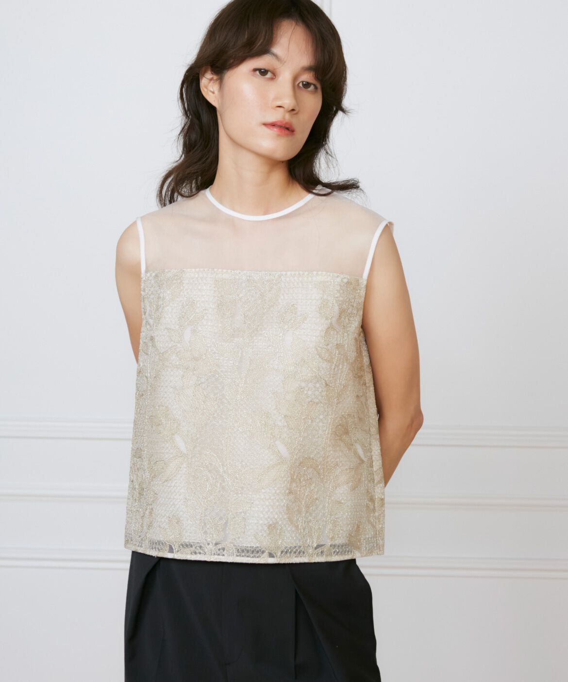 INED「オーガンジーブラウス《la veille by SUPERIOR CLOSET》」|シャツ・ブラウス|アイボリー2