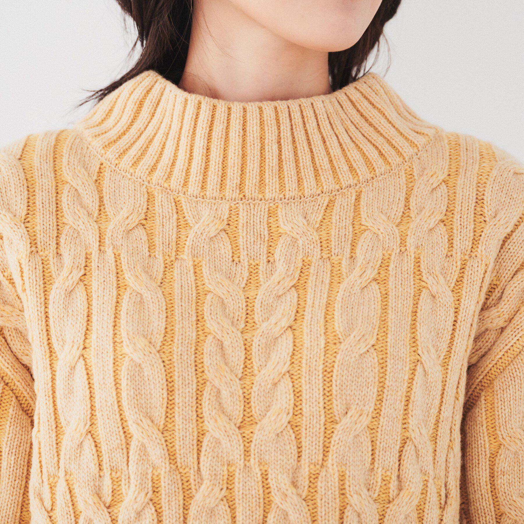 UNTITLED「【日本製/すっきり丈/トラッド】ラムウール ケーブルニット」|ニット・セーター|