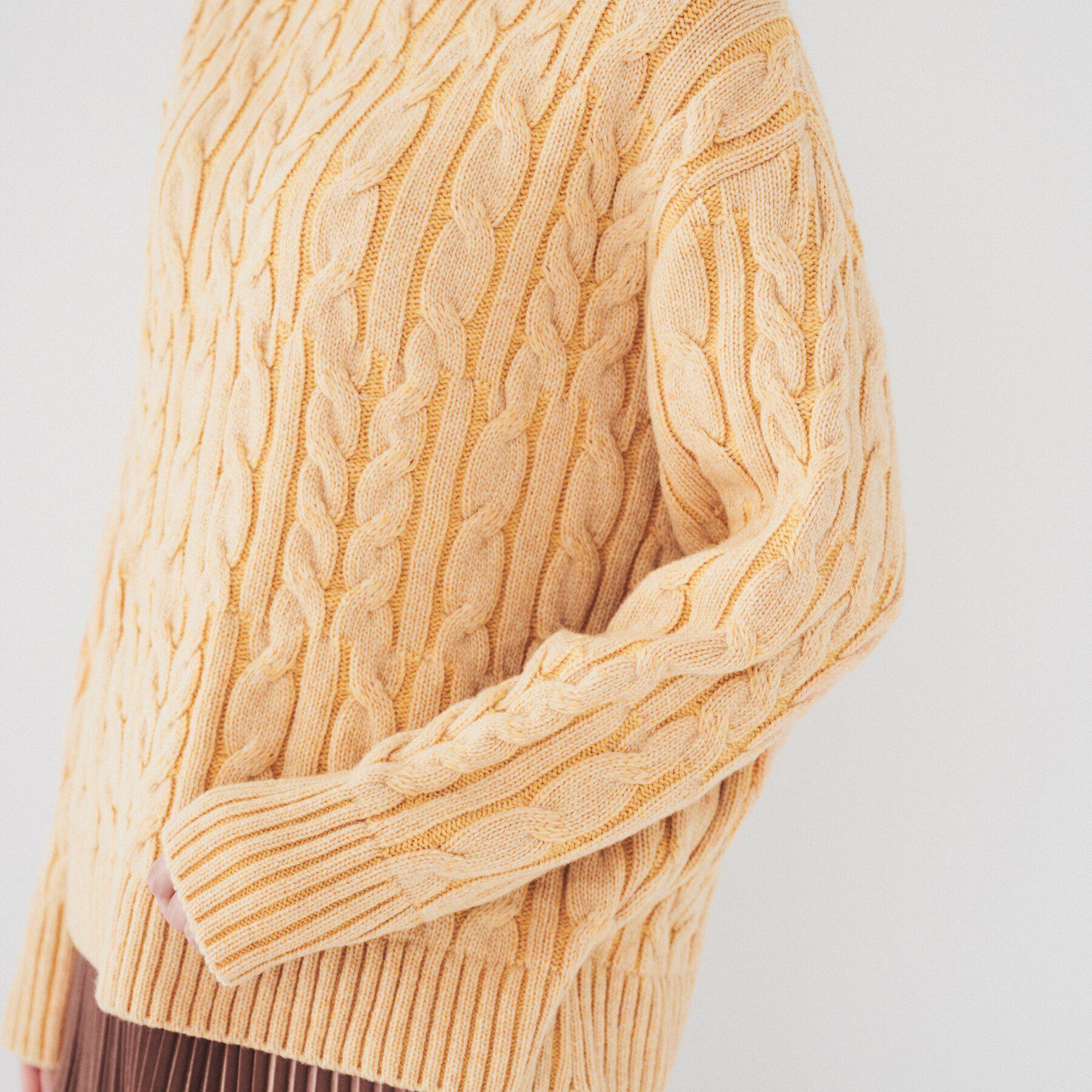 UNTITLED「【日本製/すっきり丈/トラッド】ラムウール ケーブルニット」|ニット・セーター|