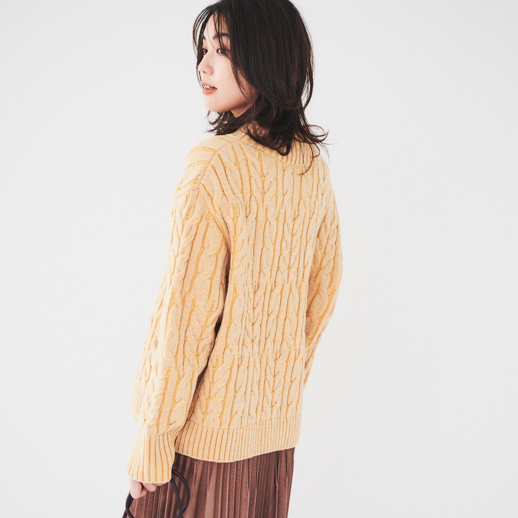 UNTITLED「【日本製/すっきり丈/トラッド】ラムウール ケーブルニット」|ニット・セーター|