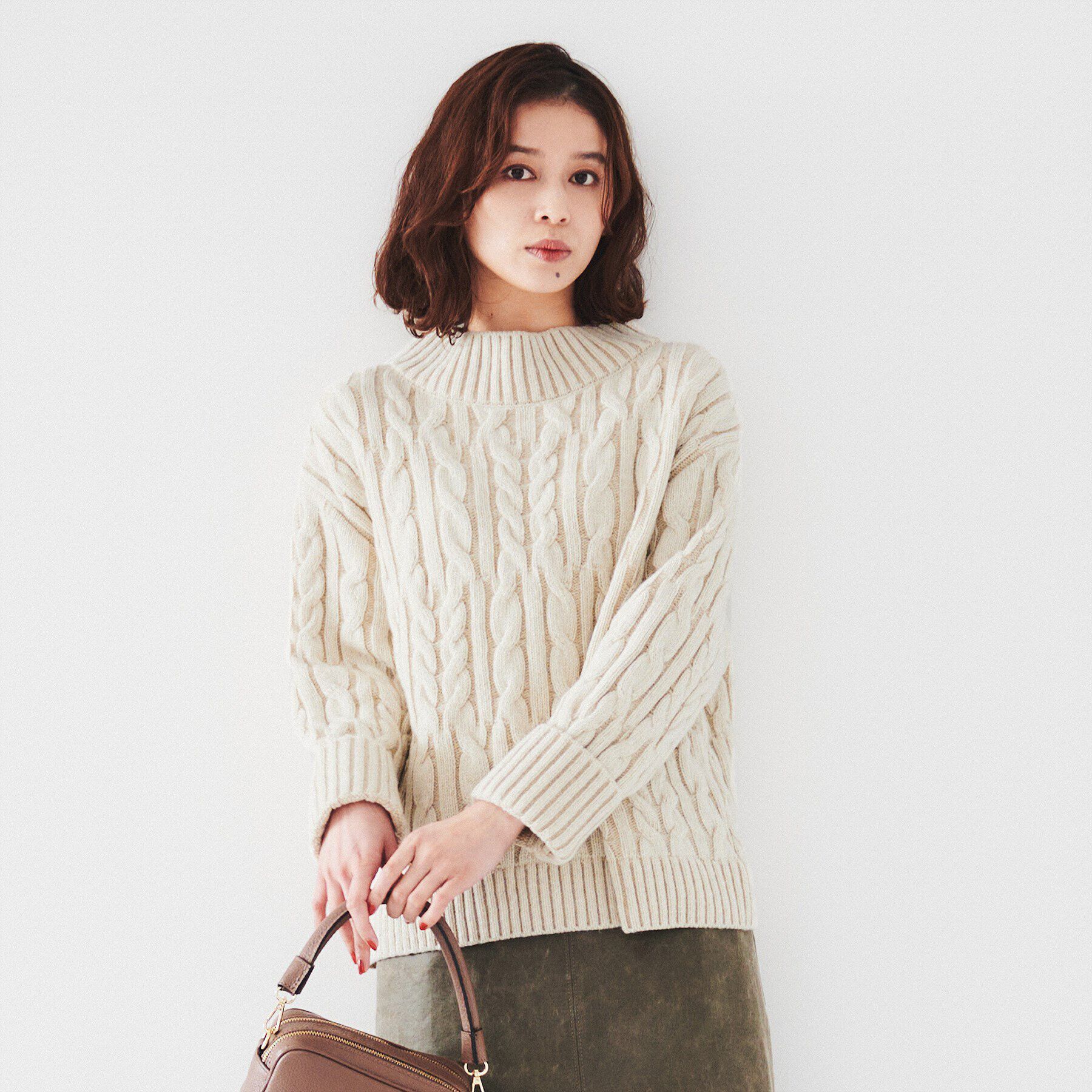 UNTITLED「【日本製/すっきり丈/トラッド】ラムウール ケーブルニット」|ニット・セーター|