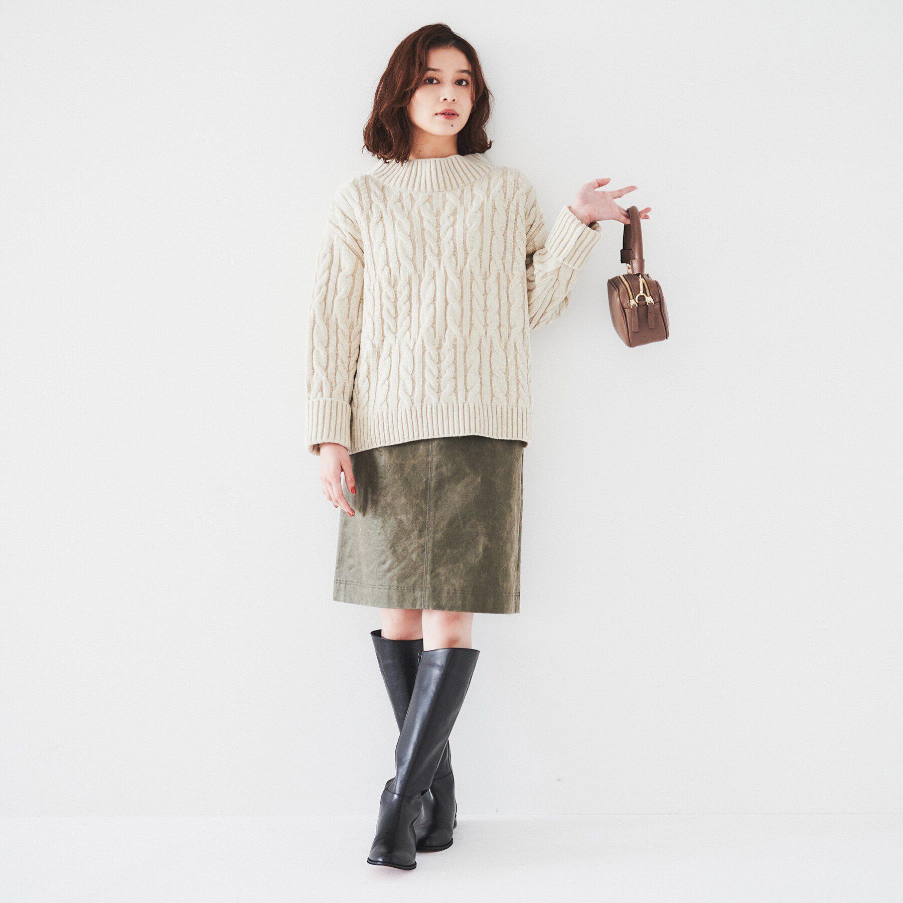 UNTITLED「【日本製/すっきり丈/トラッド】ラムウール ケーブルニット」|ニット・セーター|