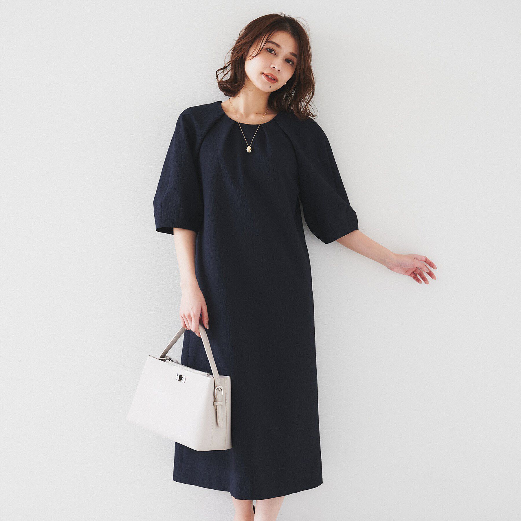 UNTITLED「【ストレッチ/ポケットあり】サッカーワンピース」|ワンピース|ネイビー(094)