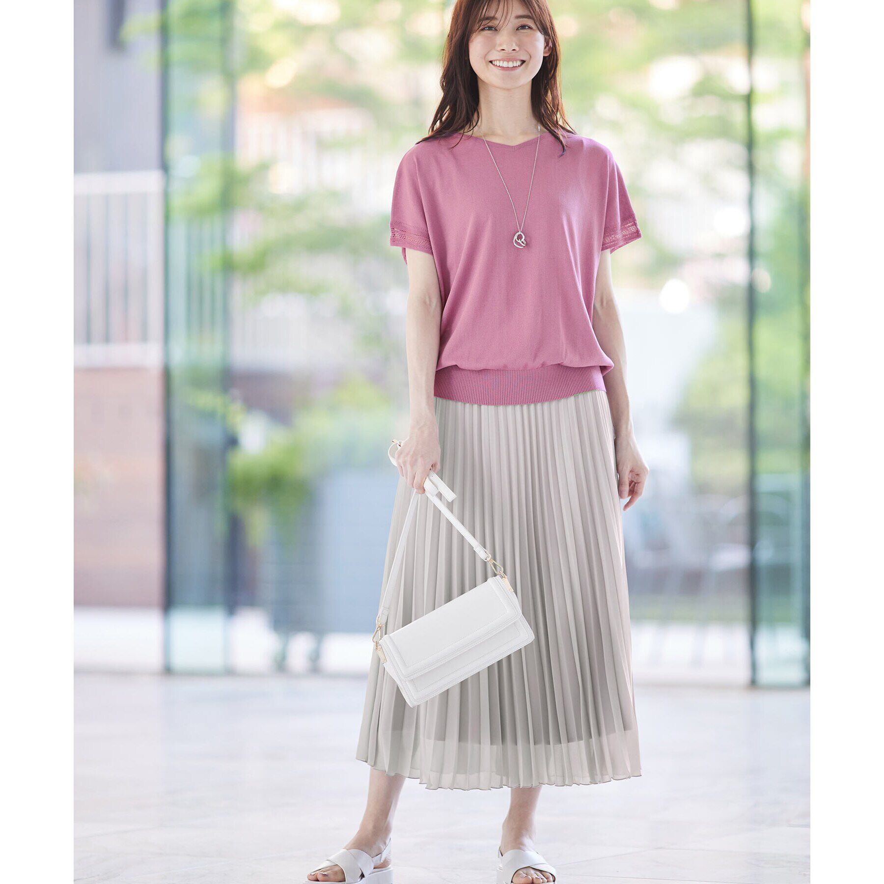 Reflect「【体型カバー／WEB限定カラーあり／手洗い可能】涼しげドライタッチプリーツスカート」|スカート|