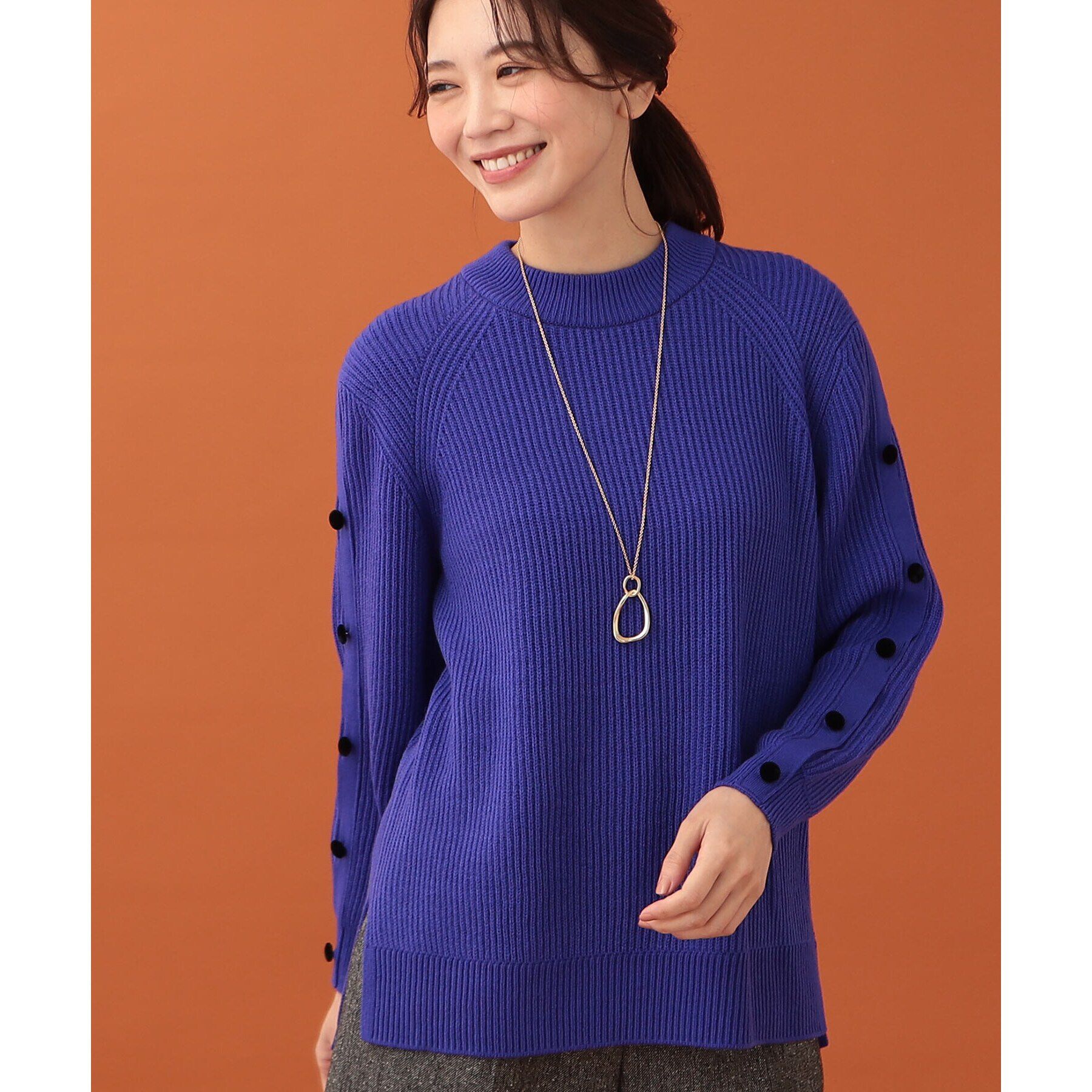 Reflect「【WEB限定カラーあり／手洗い可】ハイネックチュニック丈ニット」|ニット・セーター|パープル(082)