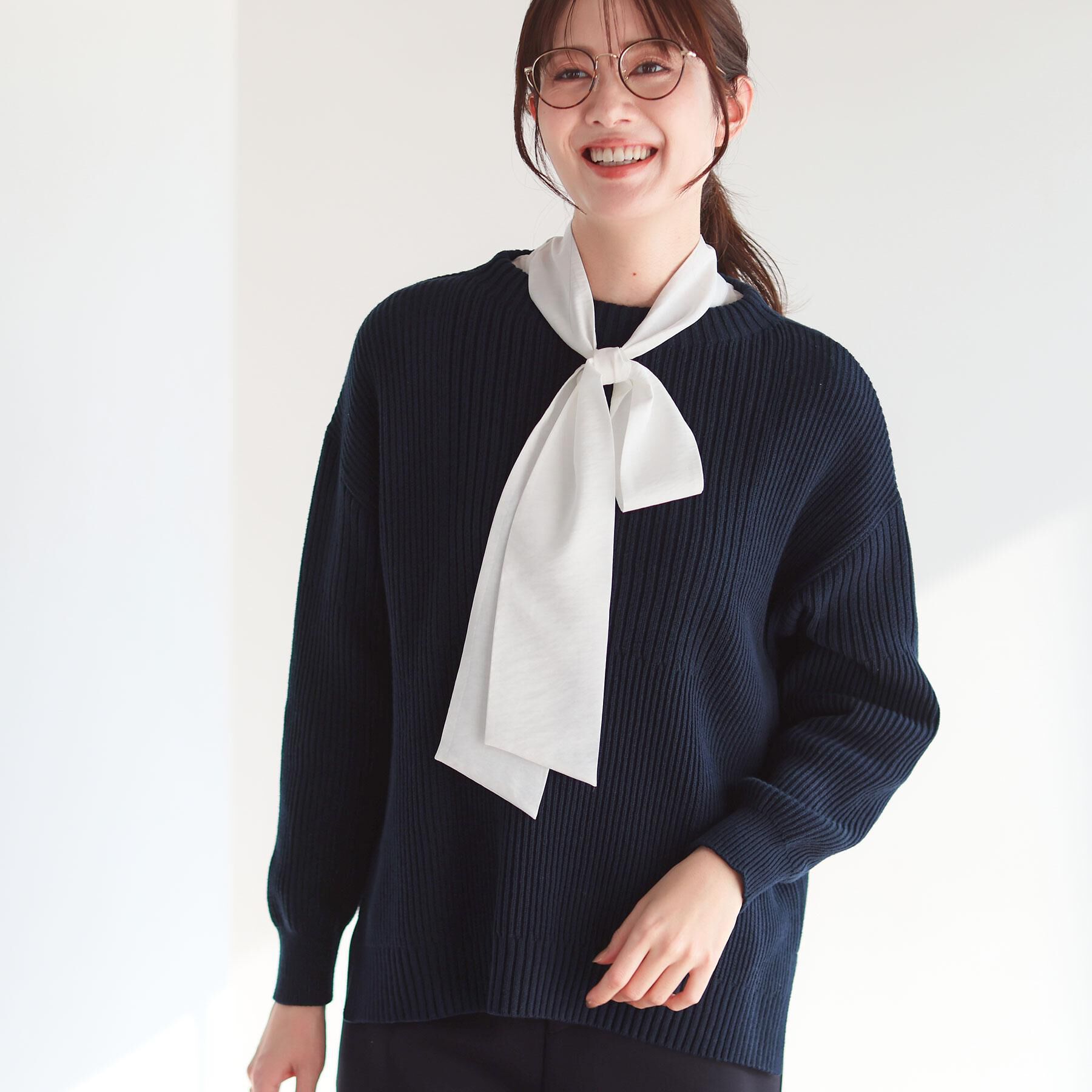 Reflect「【腰回りカバー／長め丈】モックネックニットプルオーバー」|ニット・セーター|