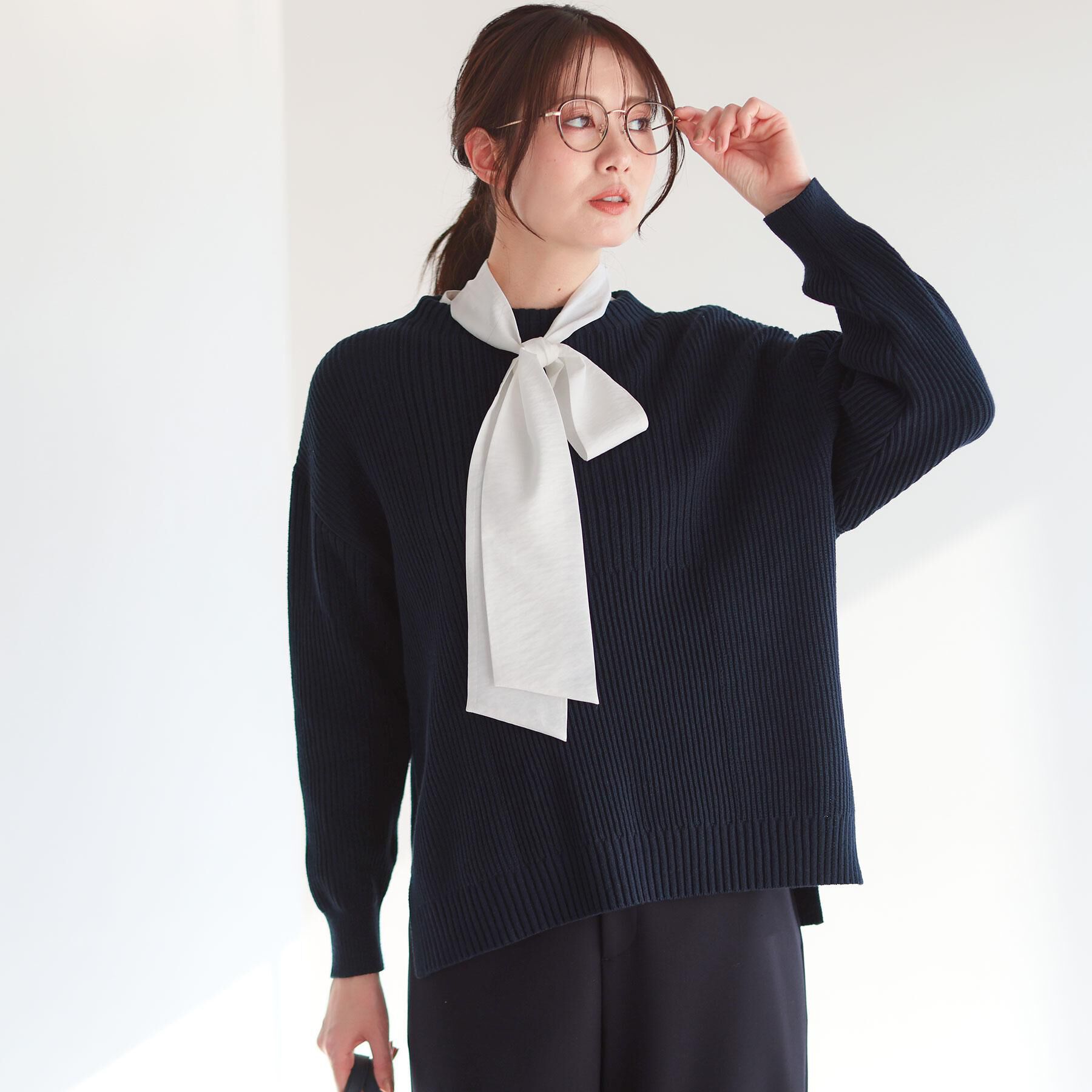 Reflect「【腰回りカバー／長め丈】モックネックニットプルオーバー」|ニット・セーター|