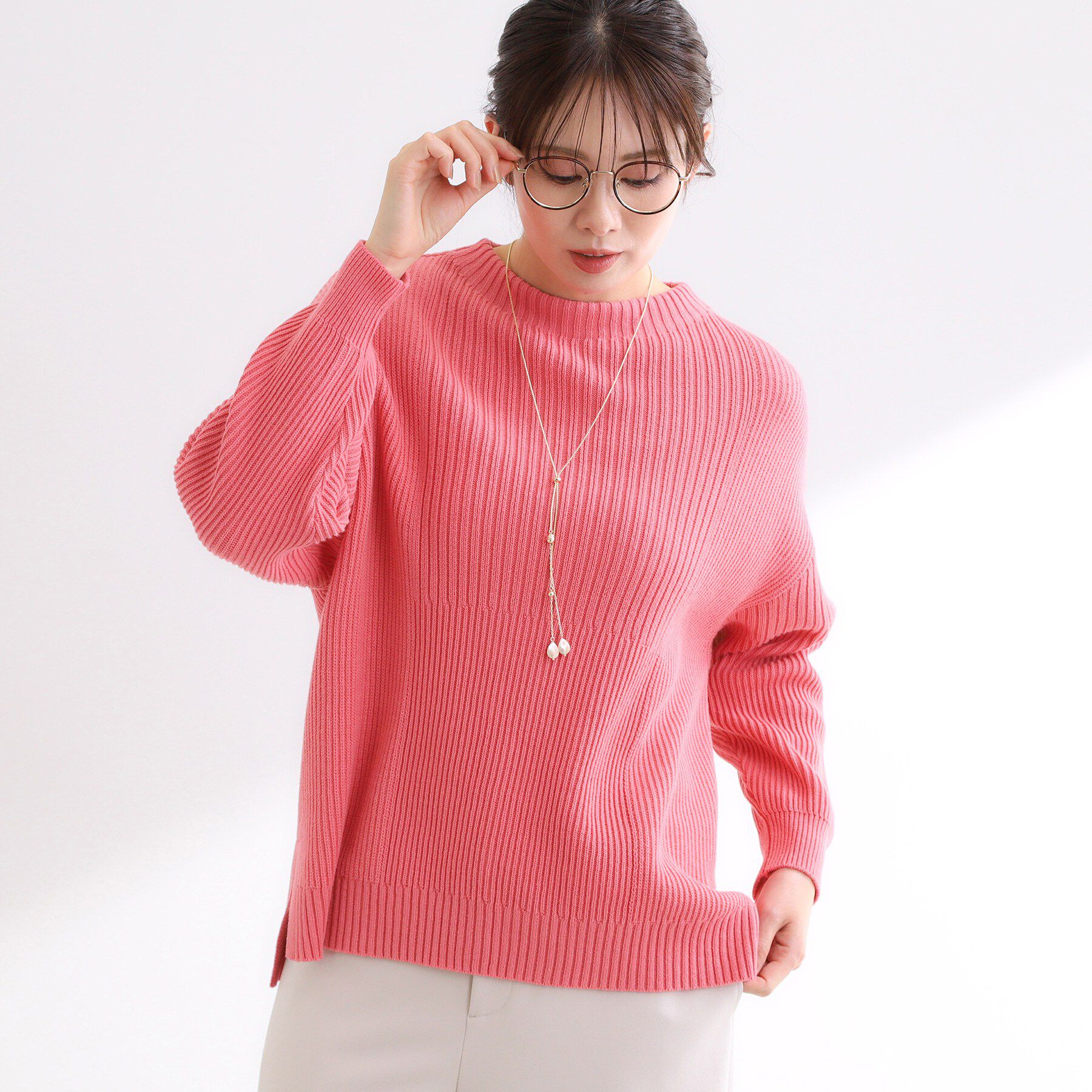 Reflect「【腰回りカバー／長め丈】モックネックニットプルオーバー」|ニット・セーター|