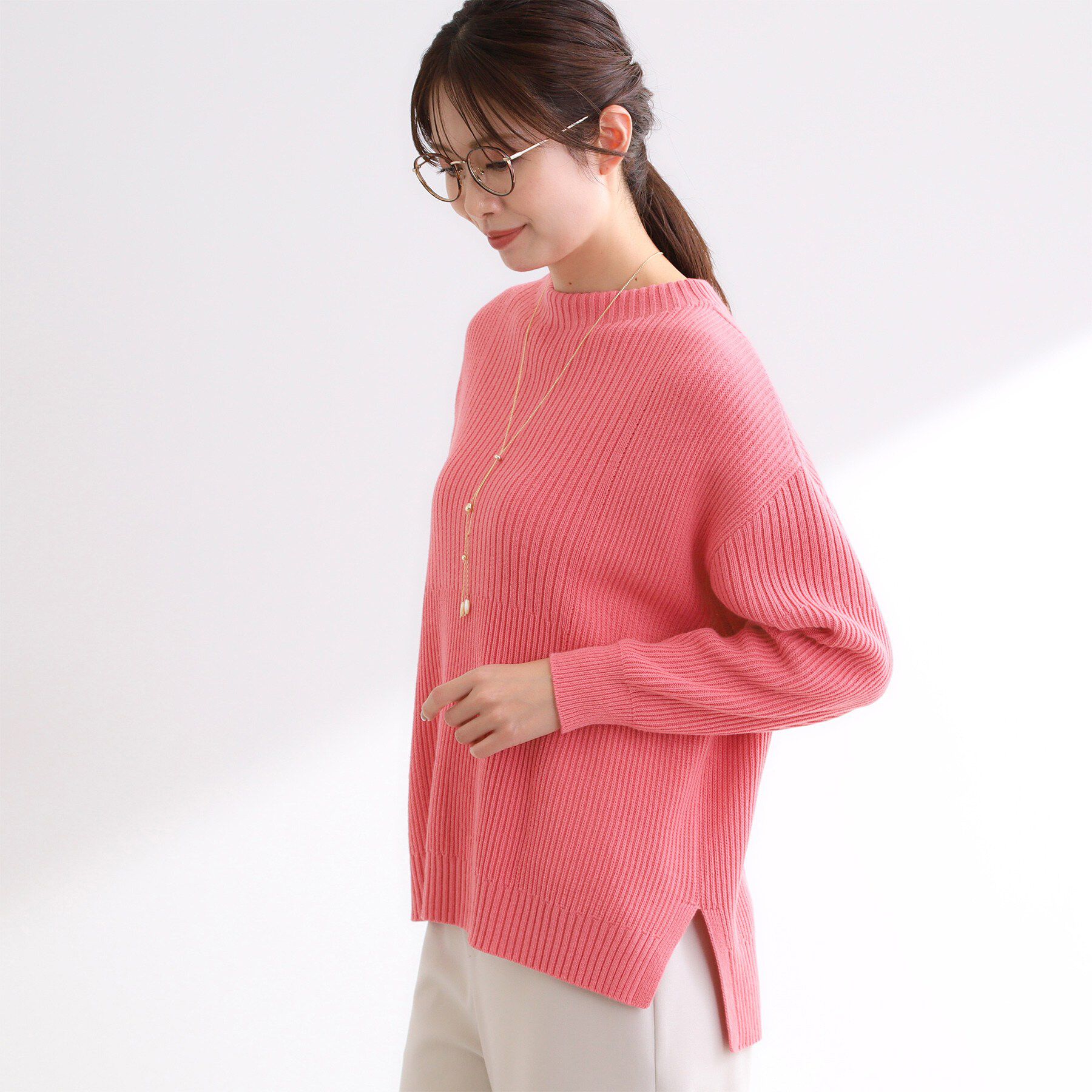 Reflect「【腰回りカバー／長め丈】モックネックニットプルオーバー」|ニット・セーター|