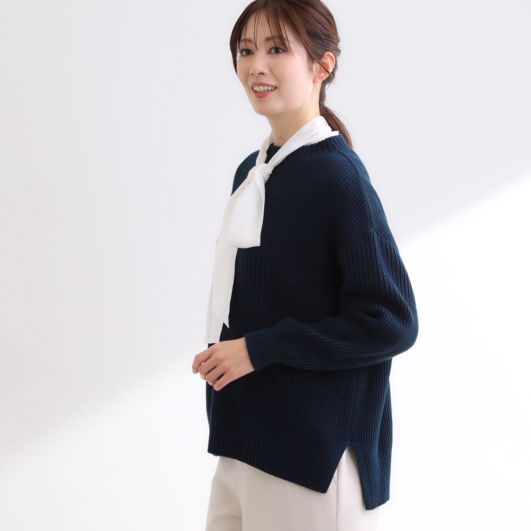 Reflect「【腰回りカバー／長め丈】モックネックニットプルオーバー」|ニット・セーター|