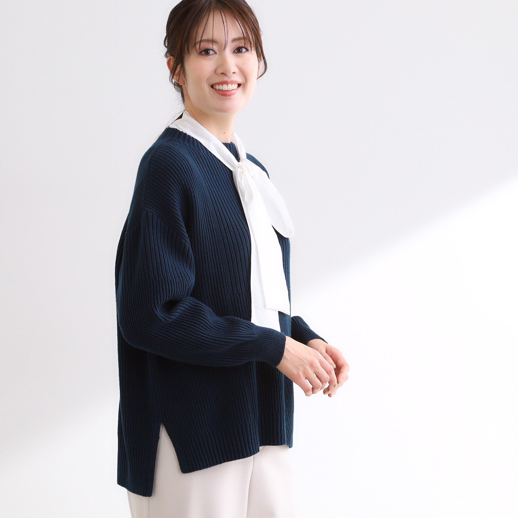 Reflect「【腰回りカバー／長め丈】モックネックニットプルオーバー」|ニット・セーター|