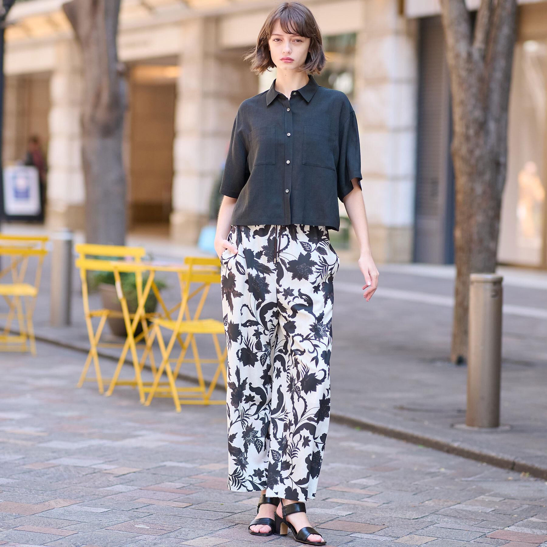 DRESSTERIOR「【トレンド/清涼感】ハーフスリーブクロップドシャツ」|シャツ・ブラウス|