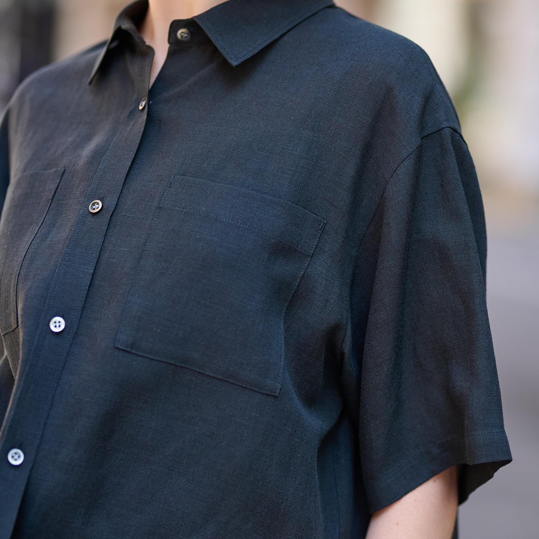 DRESSTERIOR「【トレンド/清涼感】ハーフスリーブクロップドシャツ」|シャツ・ブラウス|