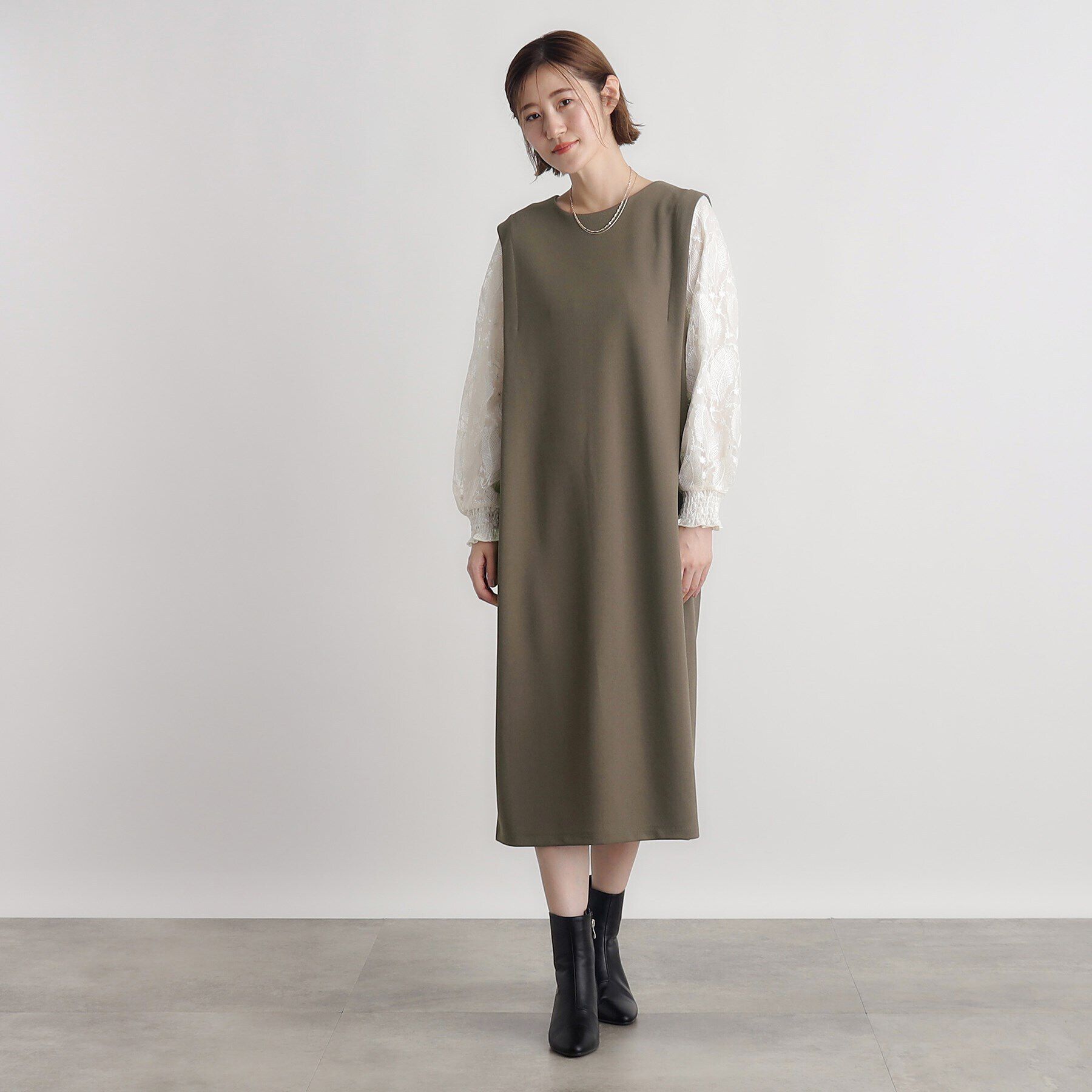 grove「袖スパンコールチュールコンビワンピース」|ワンピース|