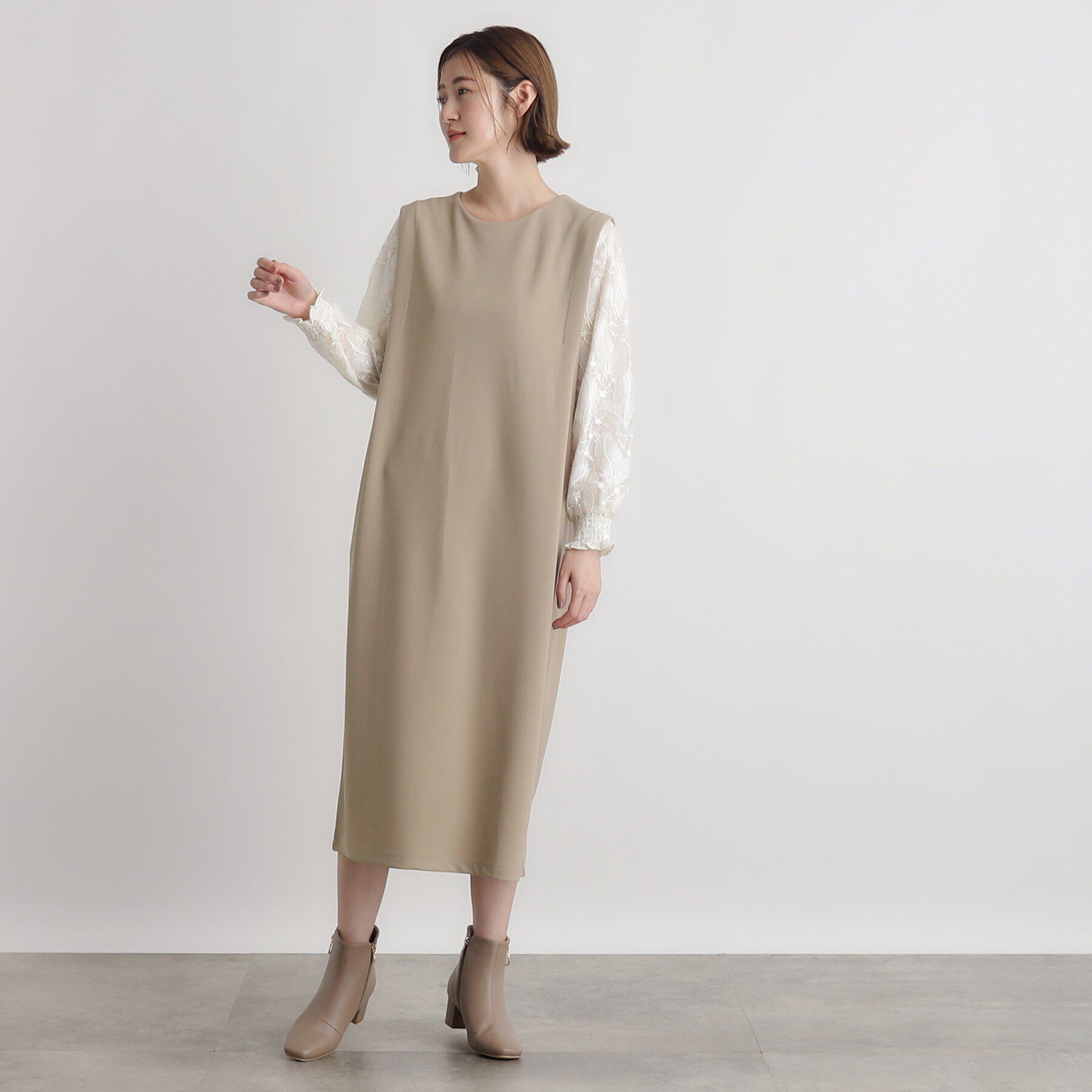 grove「袖スパンコールチュールコンビワンピース」|ワンピース|