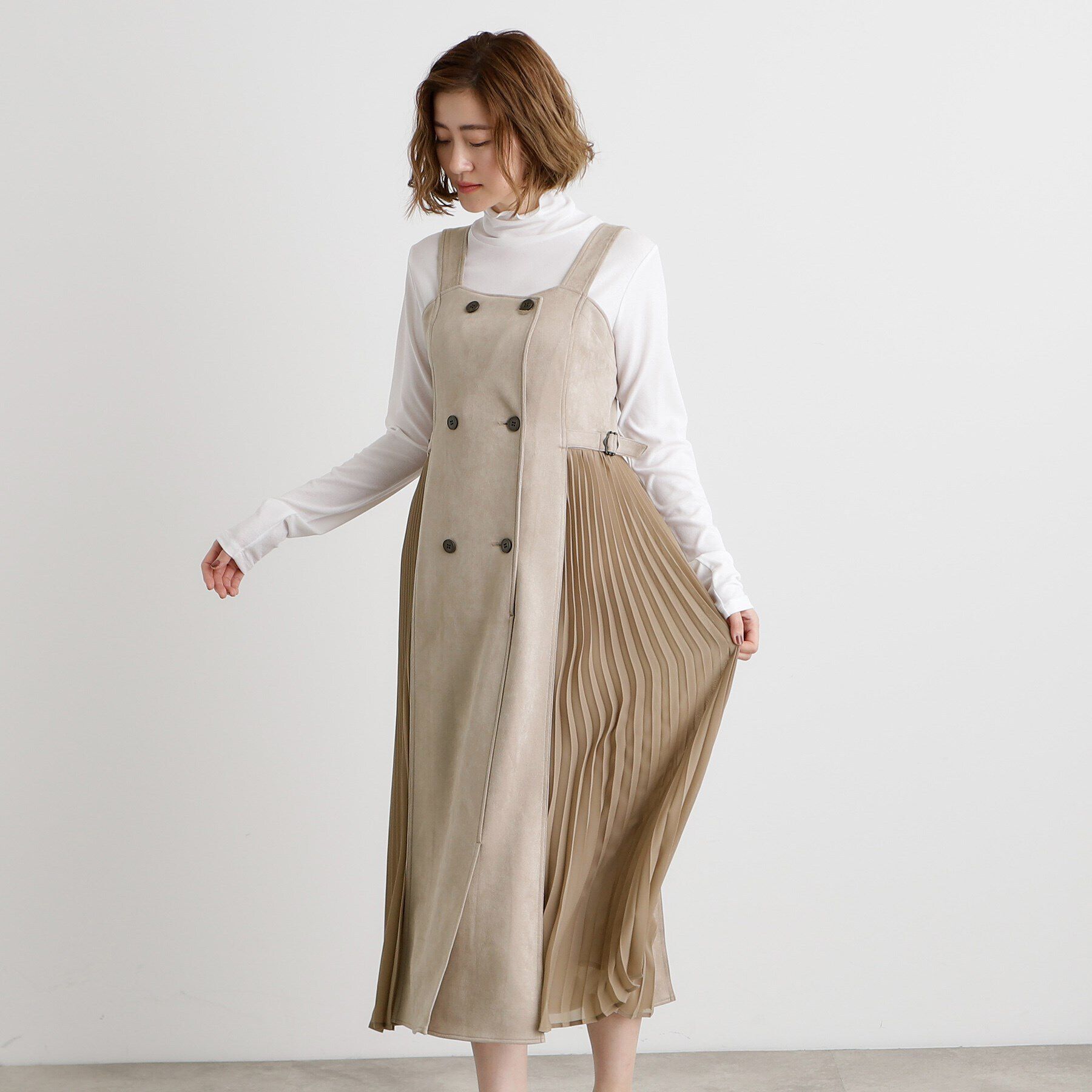 grove「マシュマロタッチサイドプリ―ツワンピース」|ワンピース|