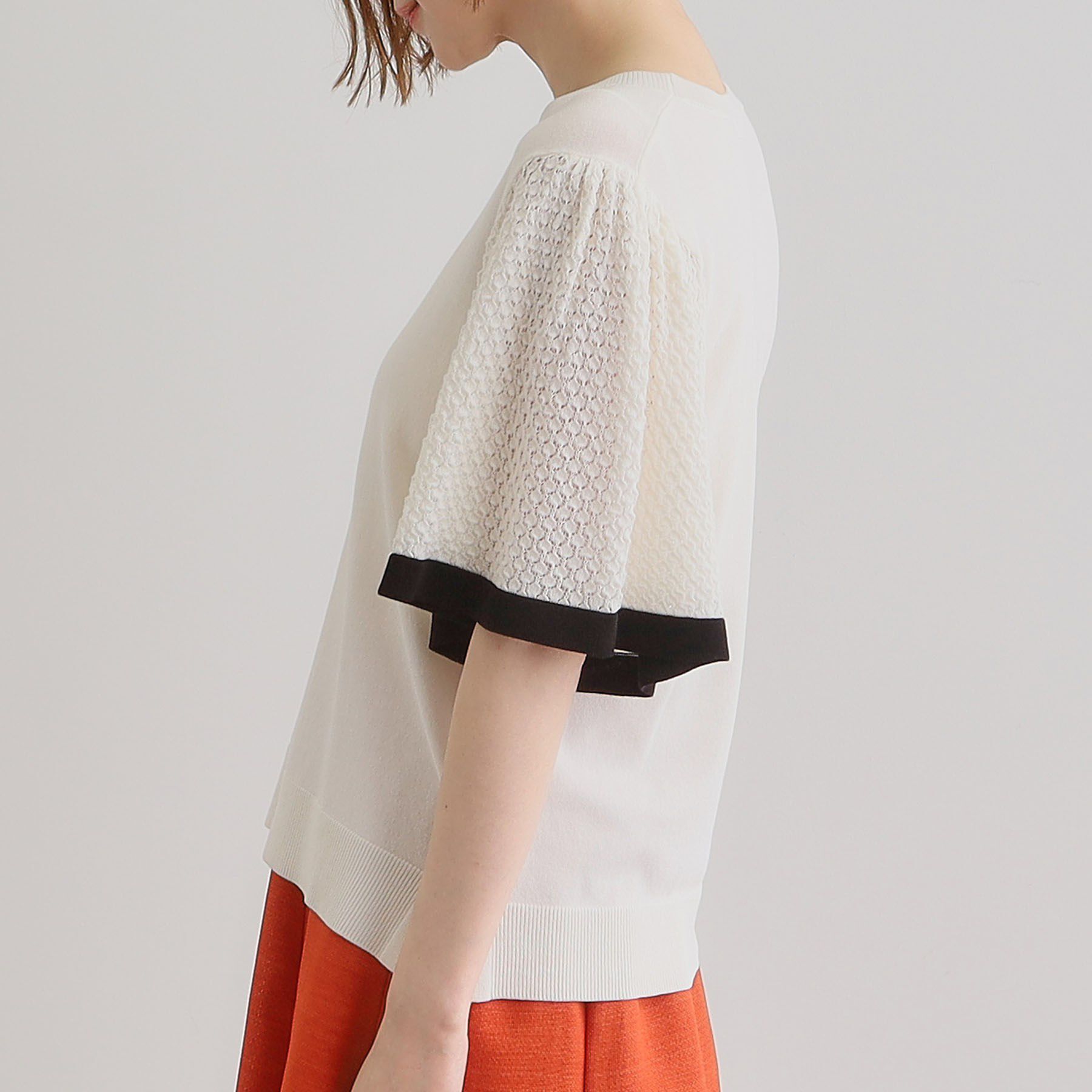 grove「袖透かし編みフレアースリーブニット」|ニット・セーター|