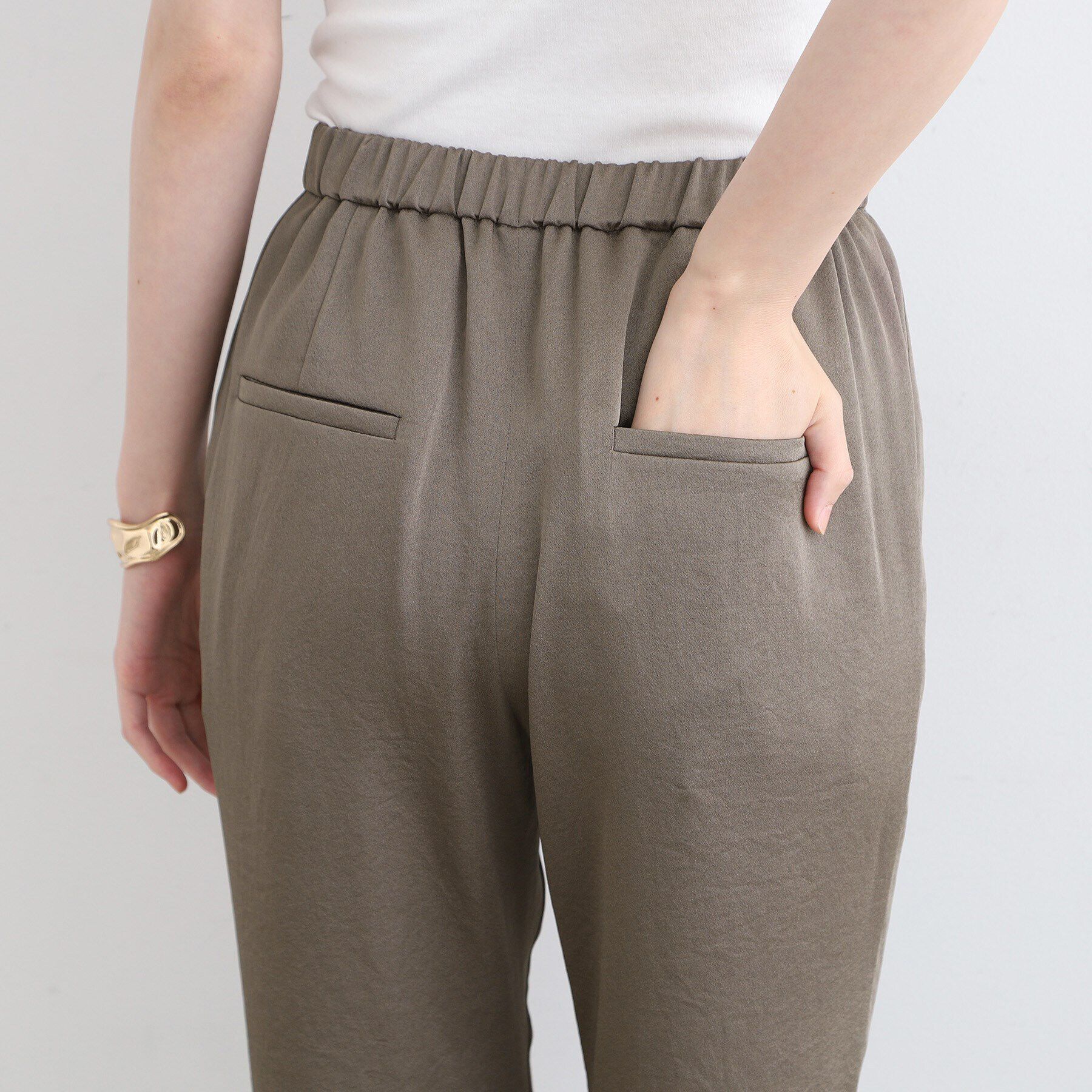 INDIVI「【こなれSETUP／洗える／サテン】ジョグパンツ」|その他|