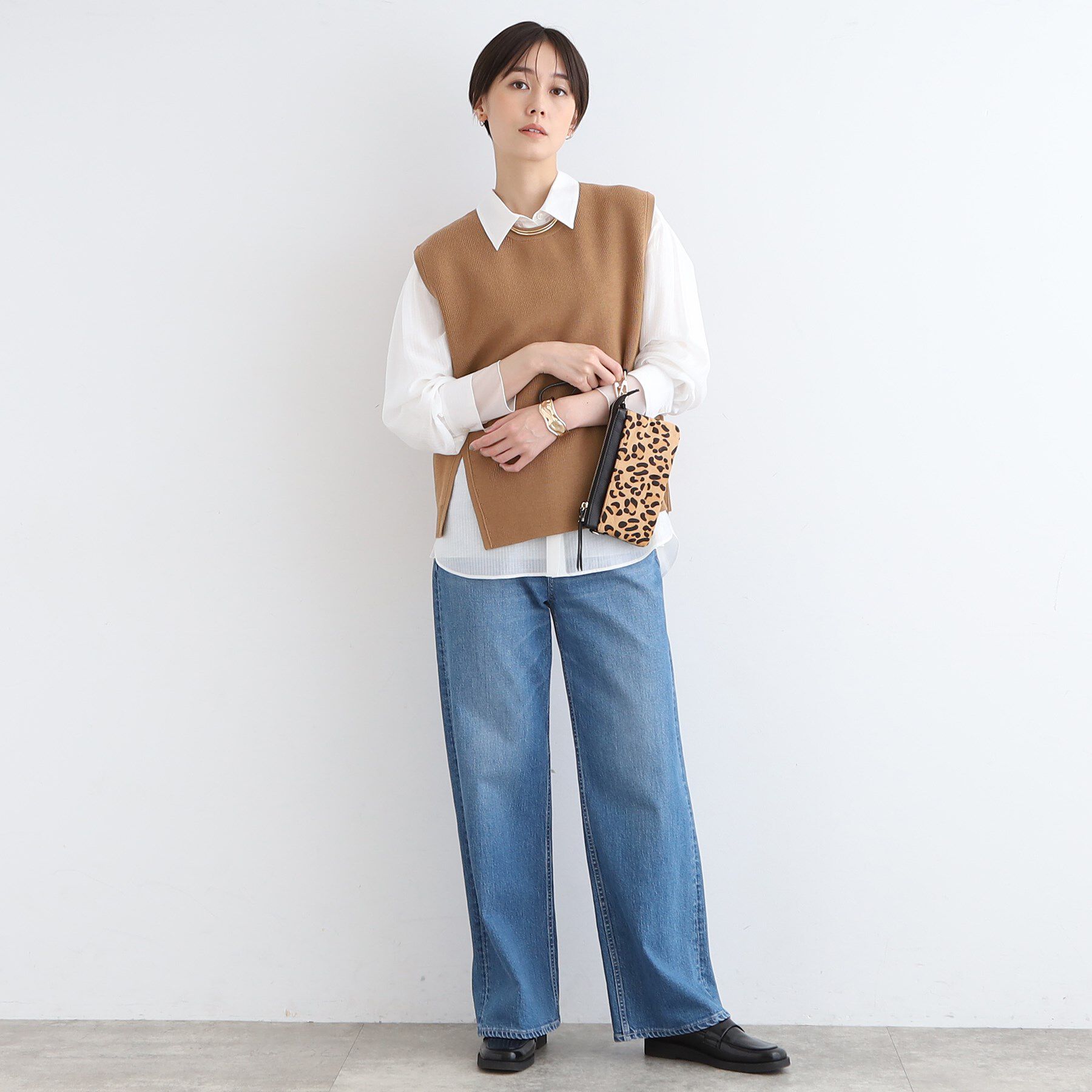 INDIVI「【洗える】アシンメトリーニットベスト」|ニット・セーター|