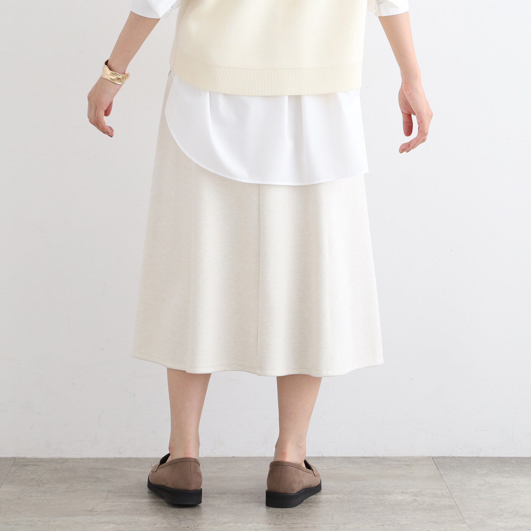 INDIVI「【洗える／UVケア／SETUP可能】ライトジャージ セミフレアスカート」|スカート|