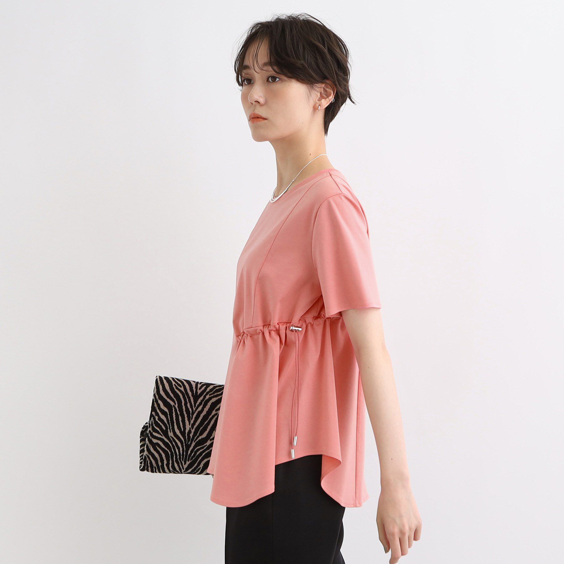 INDIVI「【洗える／トレンド】ドロストデザインTシャツ」|Tシャツ・カットソー|