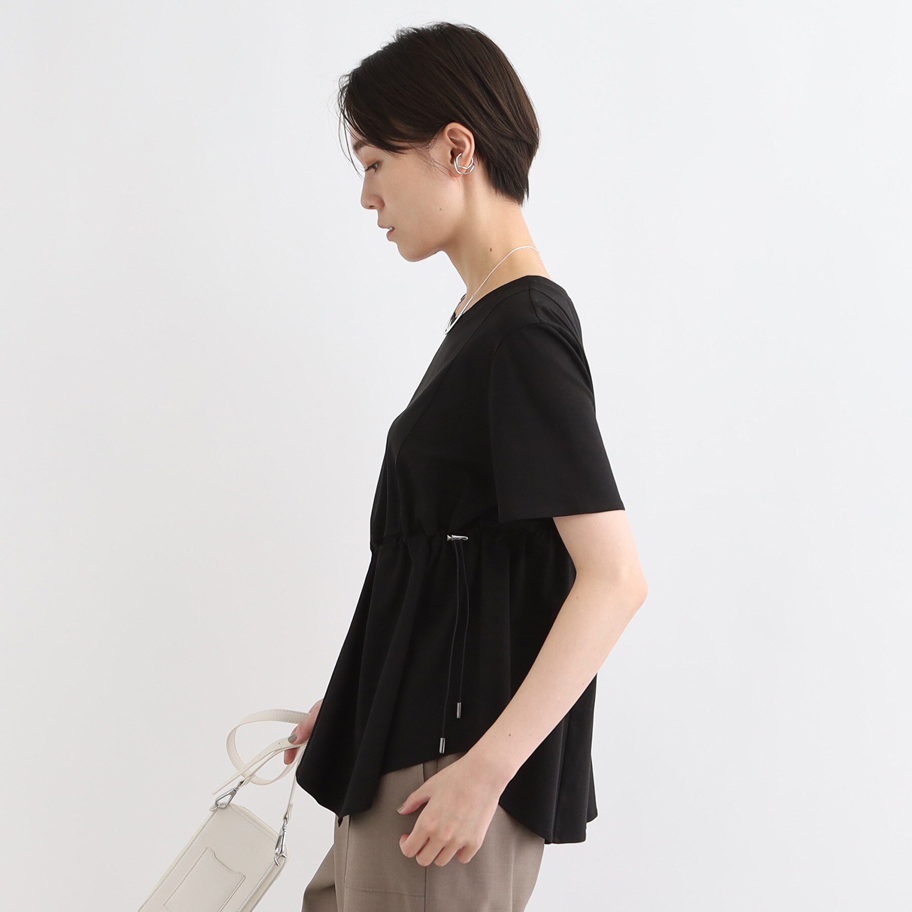 INDIVI「【洗える／トレンド】ドロストデザインTシャツ」|Tシャツ・カットソー|