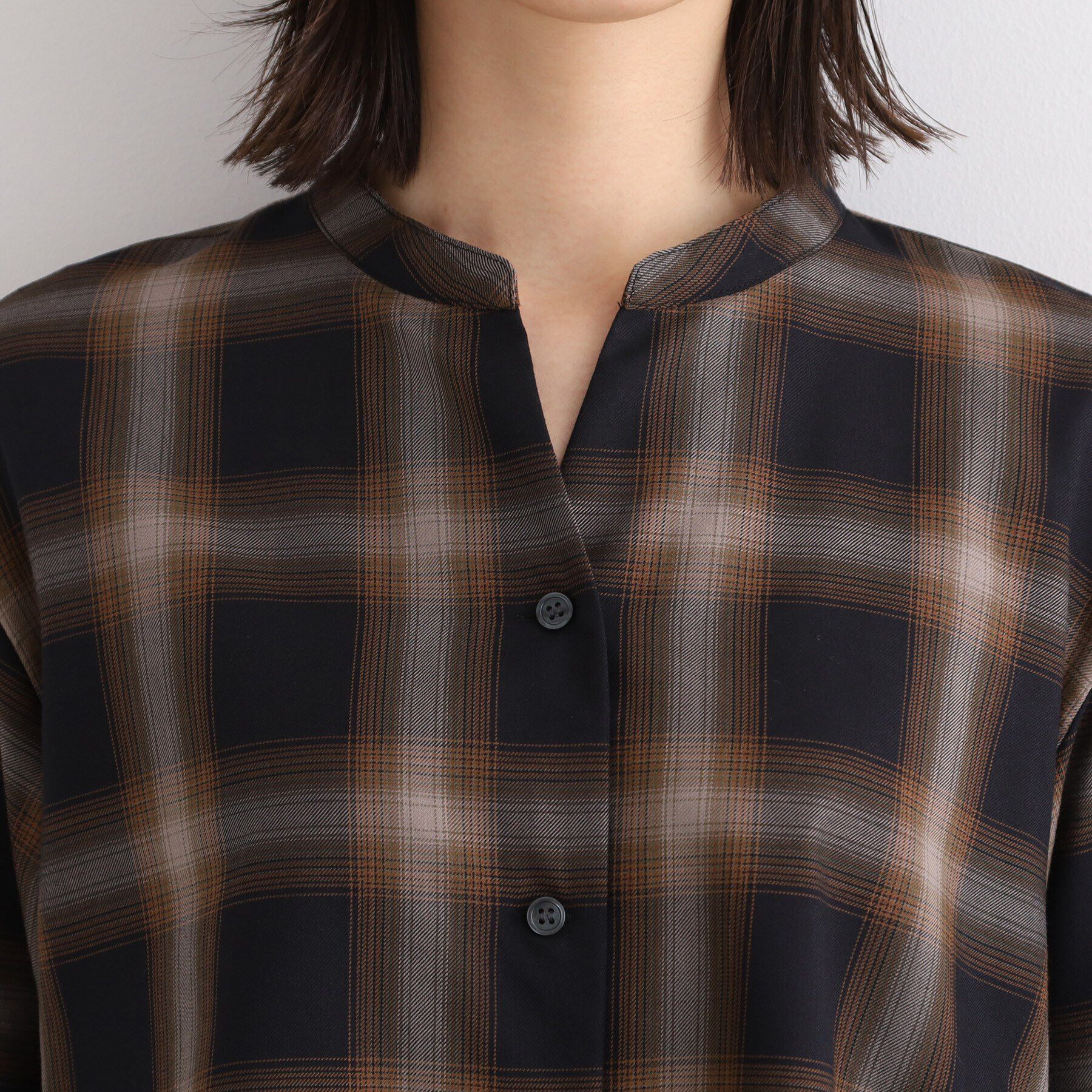 INDIVI「【洗える/チェック柄/UVケア/吸水速乾】レイヤードデザインブラウス」|シャツ・ブラウス|