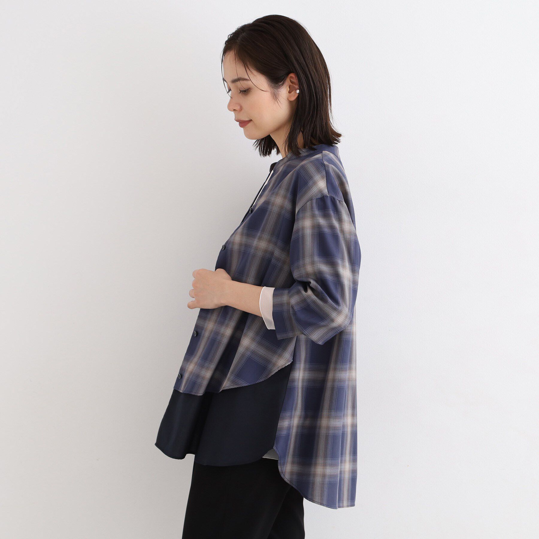 INDIVI「【洗える/チェック柄/UVケア/吸水速乾】レイヤードデザインブラウス」|シャツ・ブラウス|