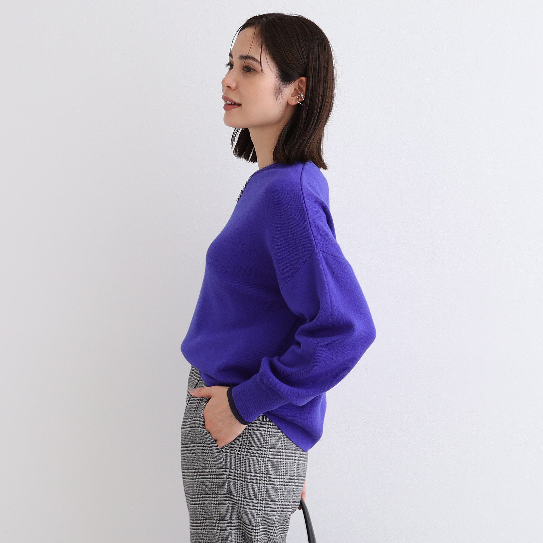 INDIVI「【ウール混／洗える】スウェットライク スムースニット」|ニット・セーター|