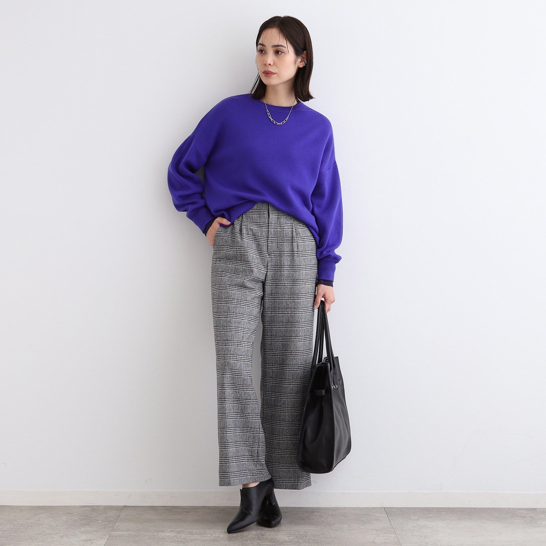 INDIVI「【ウール混／洗える】スウェットライク スムースニット」|ニット・セーター|