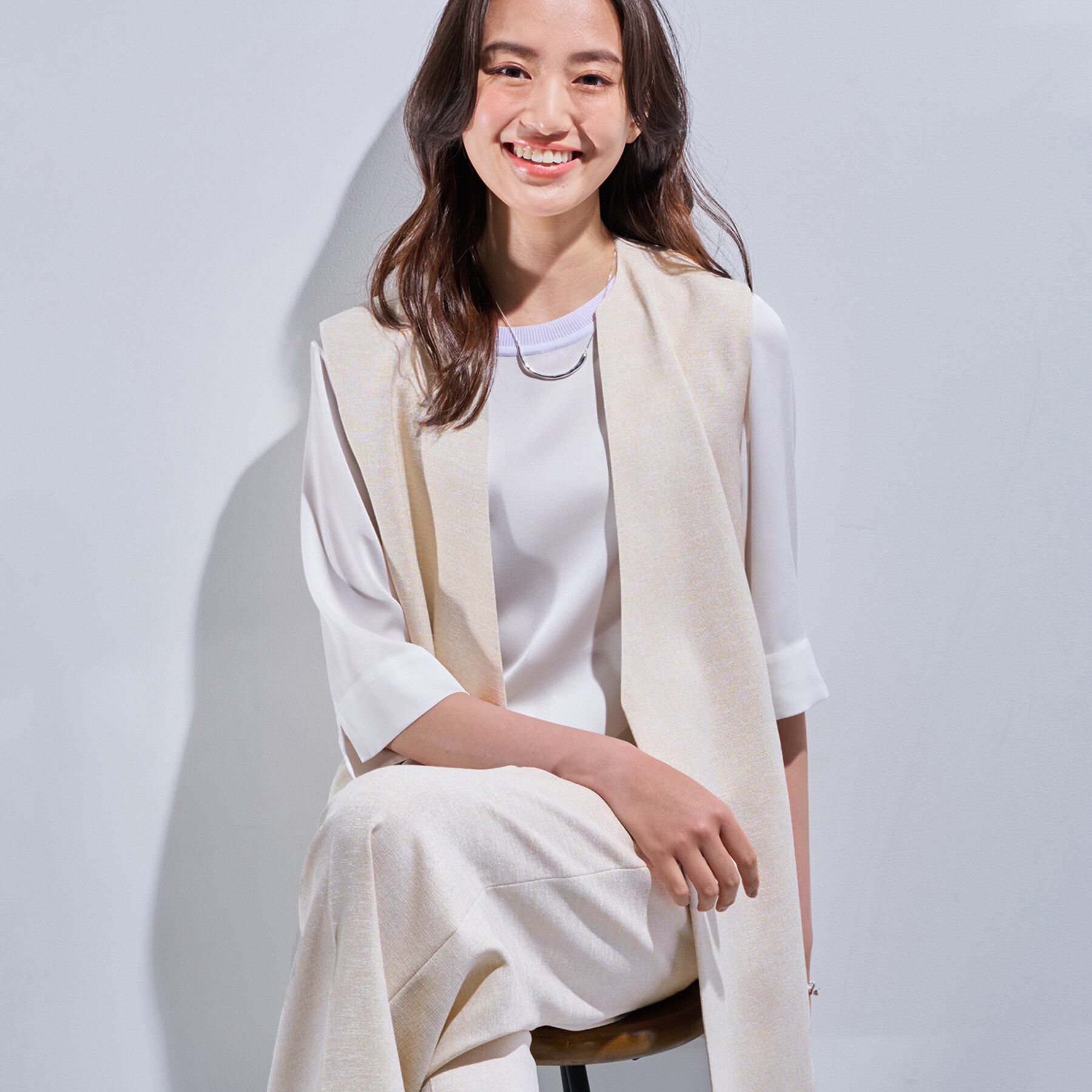 INDIVI「【こなれSETUP】リネンライクジレジャケット」|ベスト・ジレ|