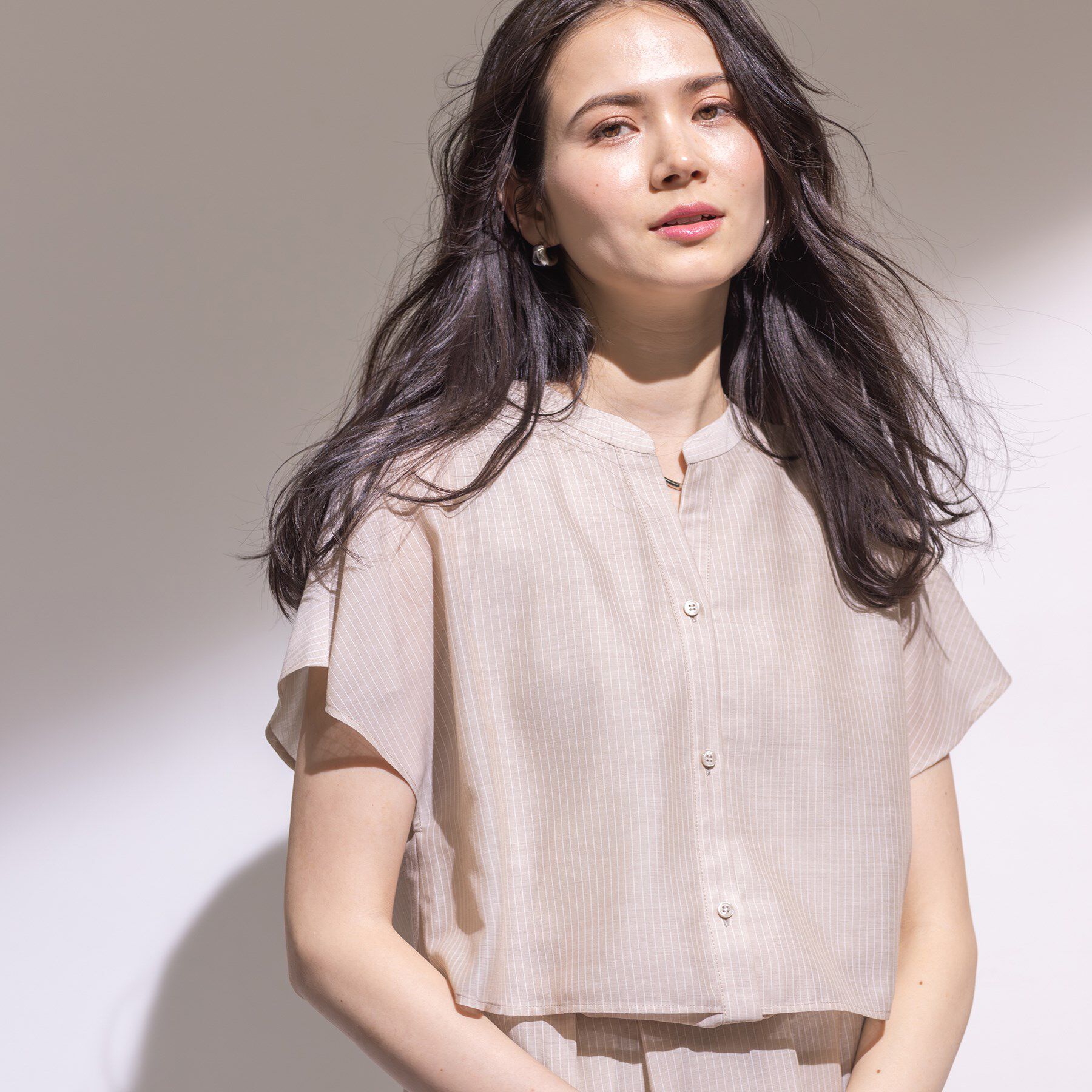 INDIVI「新色登場！【洗える／エアリー】ティアードブラウス」|シャツ・ブラウス|ライトベージュ(35